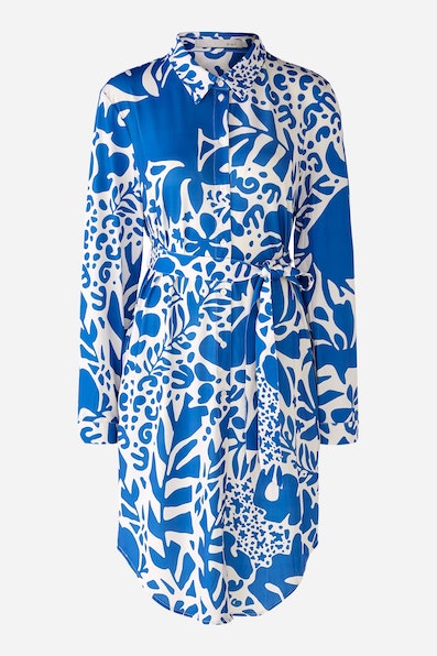 OUI 78548 Silky Print Shirt Dress - Blue White