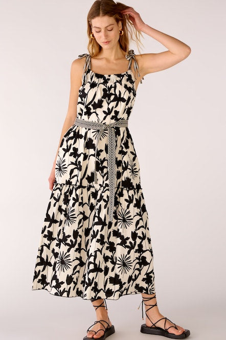 OUI 78568 Cotton Strap Maxi Dress - Black & White