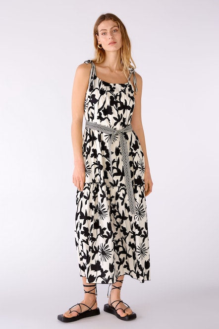 OUI 78568 Cotton Strap Maxi Dress - Black & White