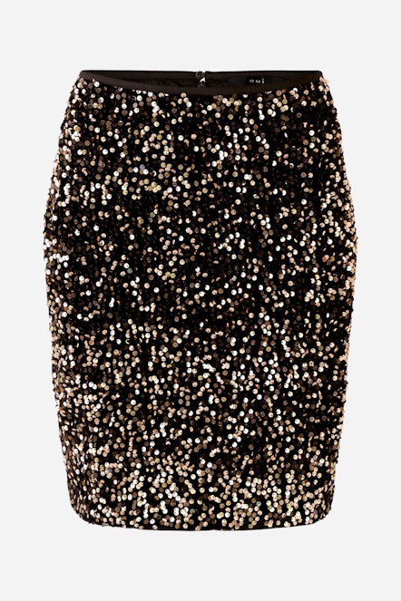 OUI 79494 Mini Skirt Velvet Sequins - Black / Gold