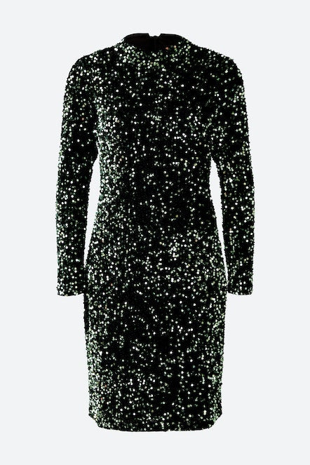 OUI 80074 Velvet Sequin Dress - Dark Green