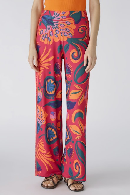 OUI 87582 Marlene Tropical Trousers - Pink Orange