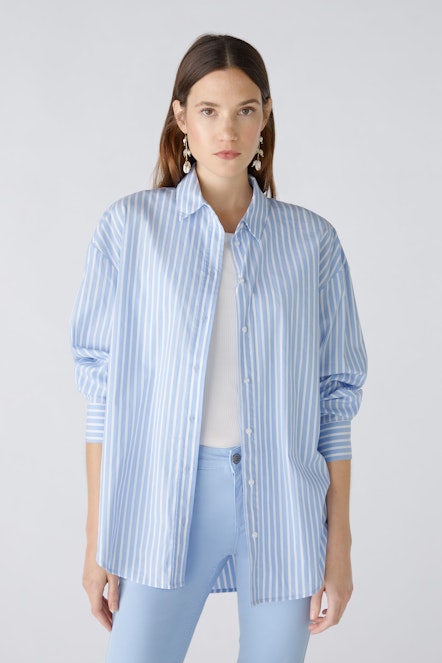 OUI 87618 Oversized Stripe Shirt - Light Blue / White