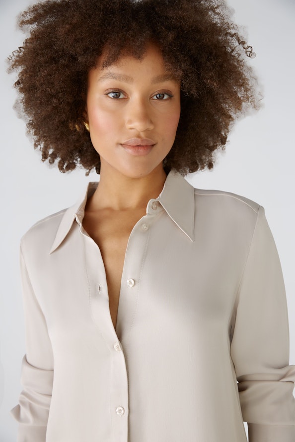 OUI 89110 Satin Shirt - Light Stone