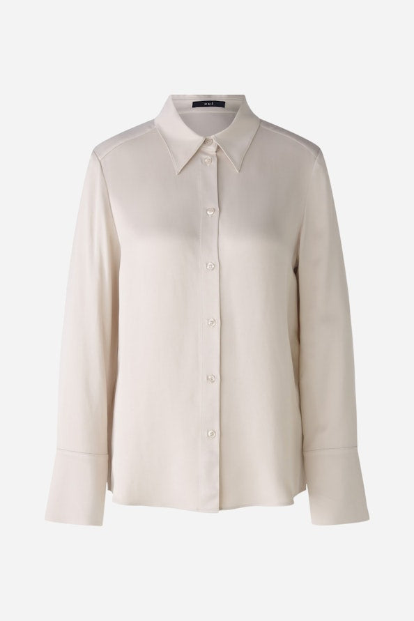 OUI 89110 Satin Shirt - Light Stone