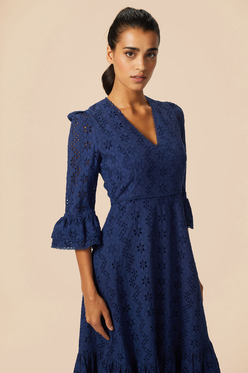 ASPIGA Victoria Broderie Dress - Navy