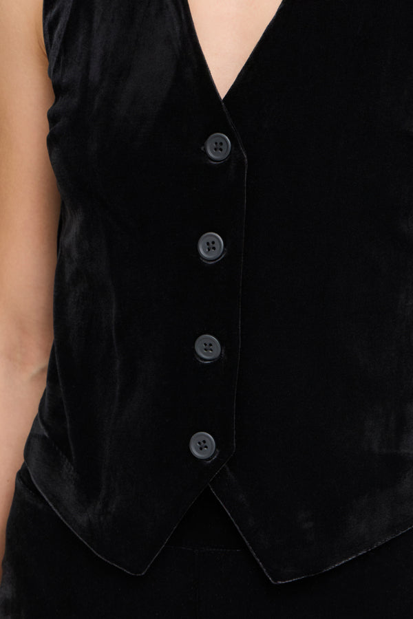 BY PERLINA Velvet Waistcoat - Black