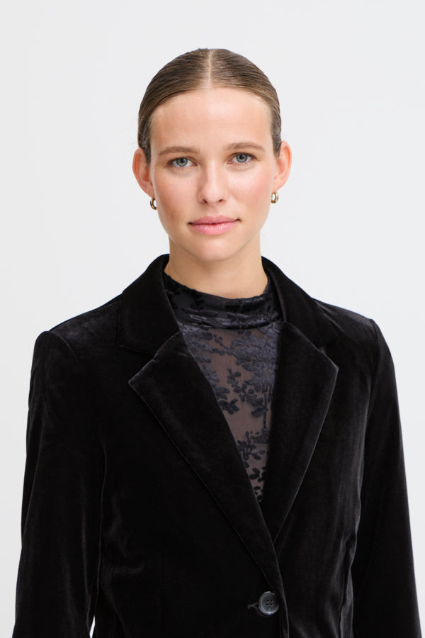 BY PERLINA Velvet Blazer - Black