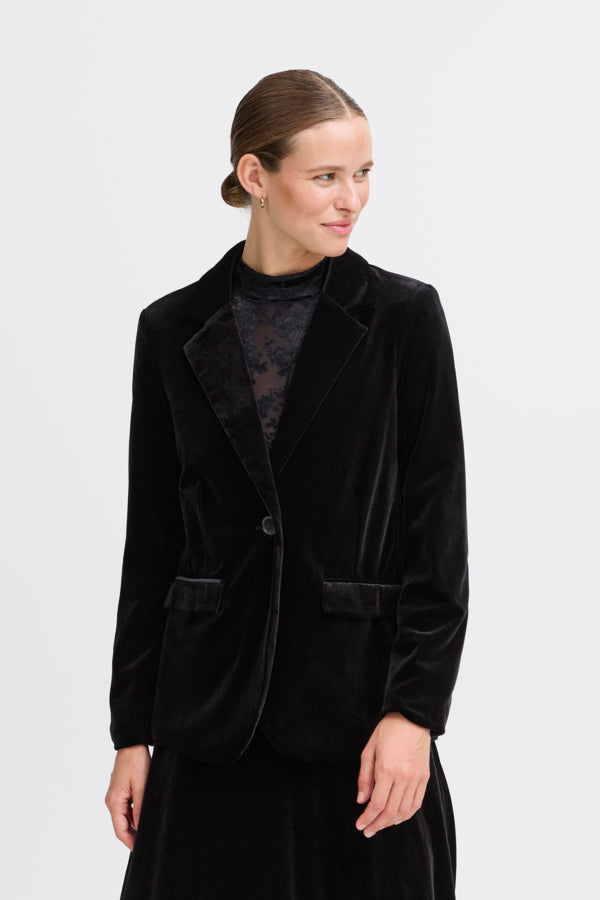 BY PERLINA Velvet Blazer - Black