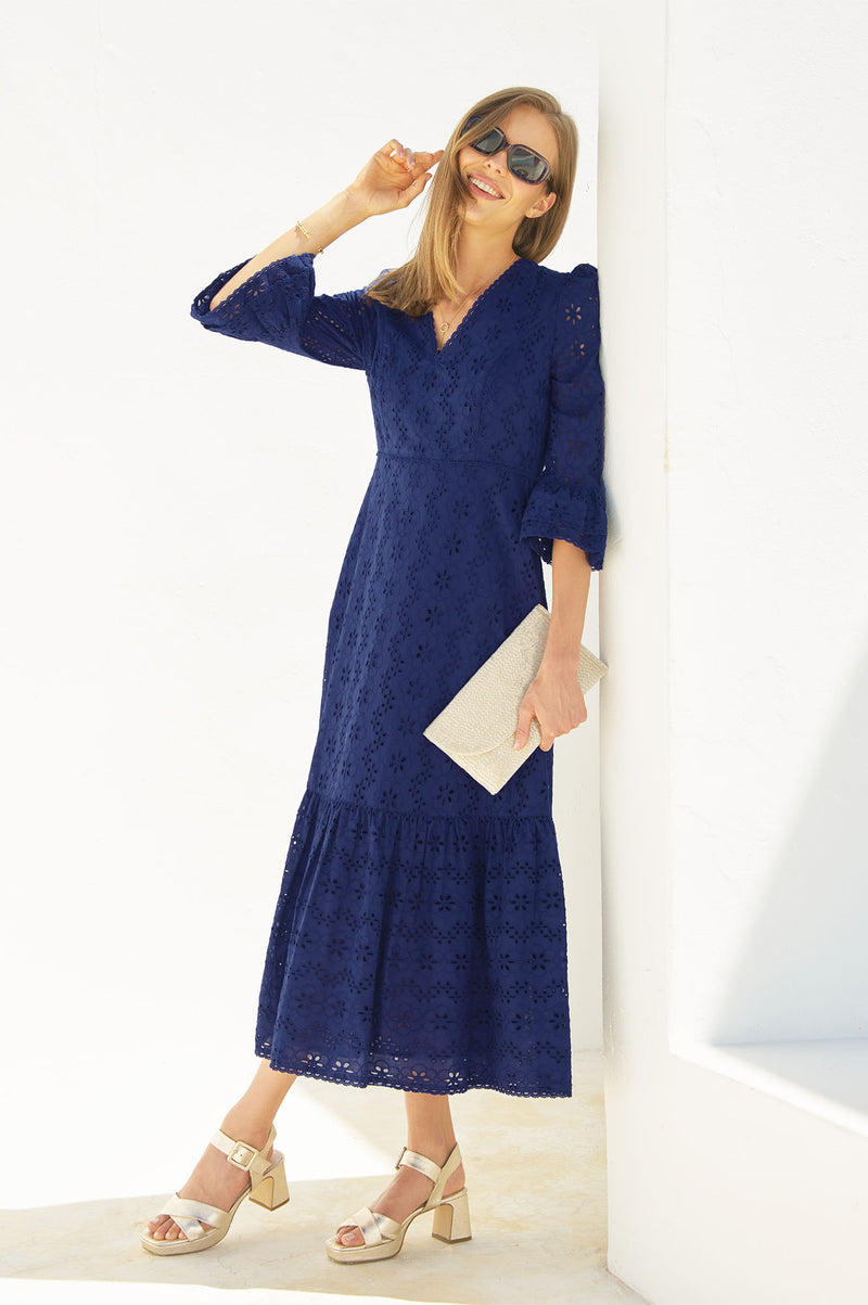 ASPIGA Victoria Broderie Dress - Navy