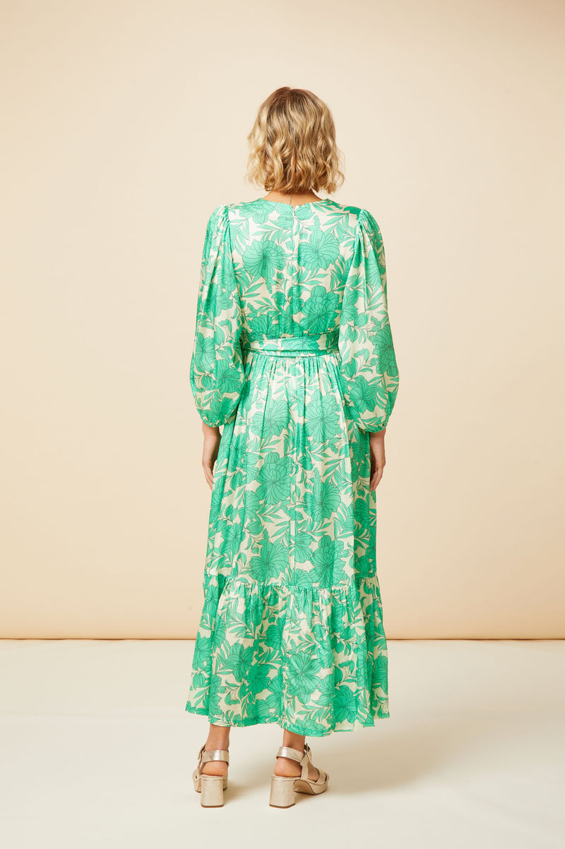 ASPIGA Annie Maxi Dress - Lined Floral Green Cream