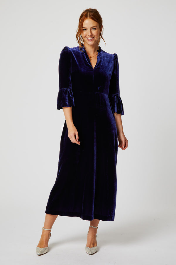 ASPIGA Esther Velvet Dress - Navy