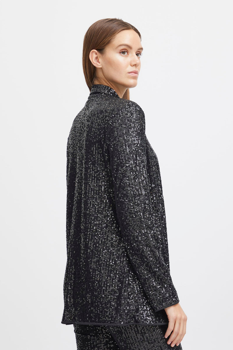 BY SOLIA Sequin Blazer - Black