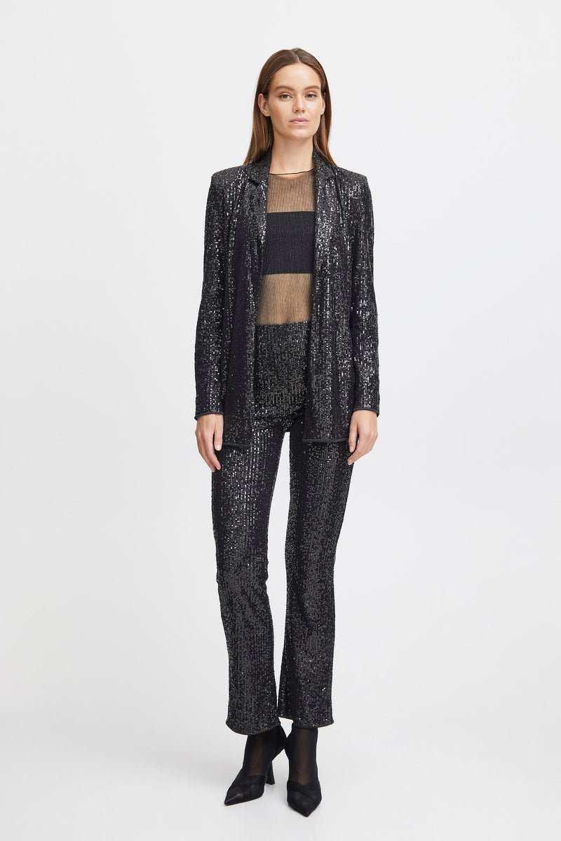 BY SOLIA Sequin Blazer - Black