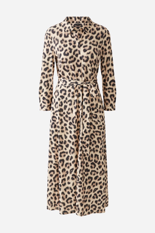 OUI 92524 Leopard Shirt Dress - Camel Grey