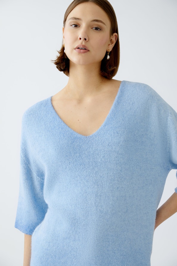 OUI 91930 - V Neck Knit - Pale Blue