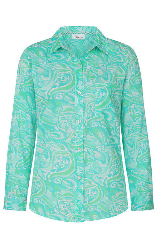 LUELLA Portimao Cotton Print Shirt - Aqua