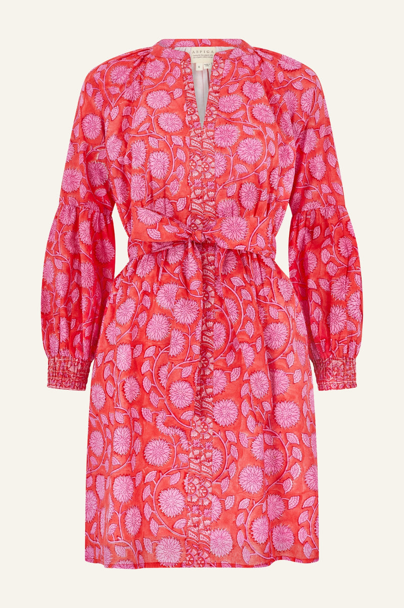 ASPIGA Cara Organic Cotton Block Print - Mara Red Pink