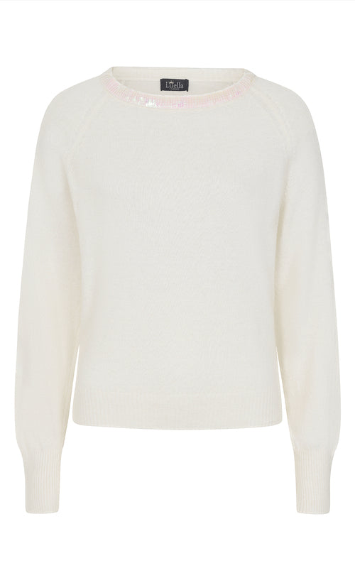 LUELLA Madelene Cashmere Blend - Winter White Sequin