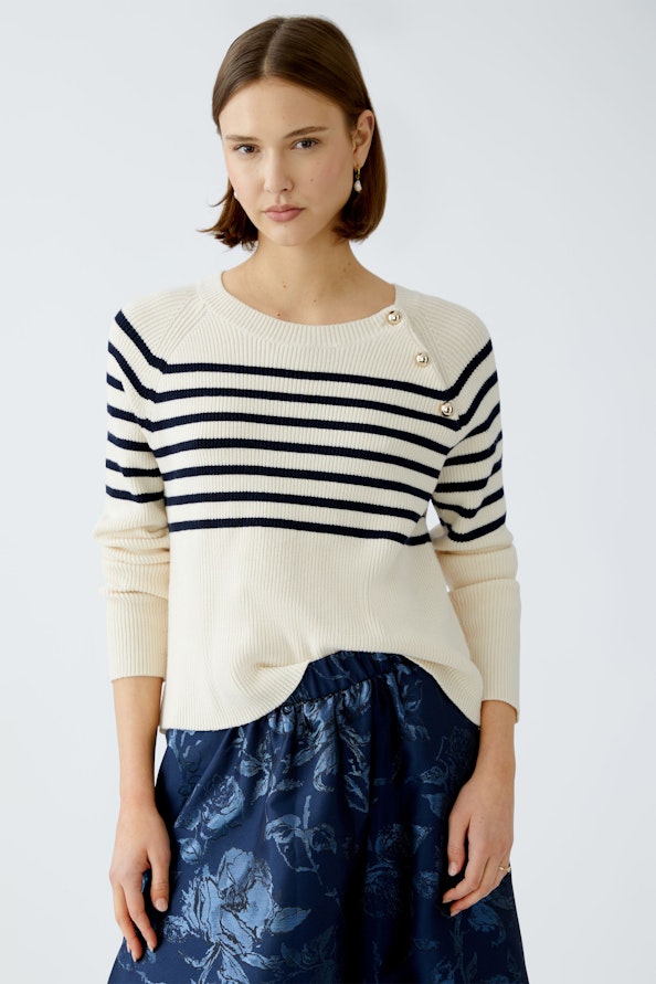 OUI 91940 Stripe Knit - White Blue