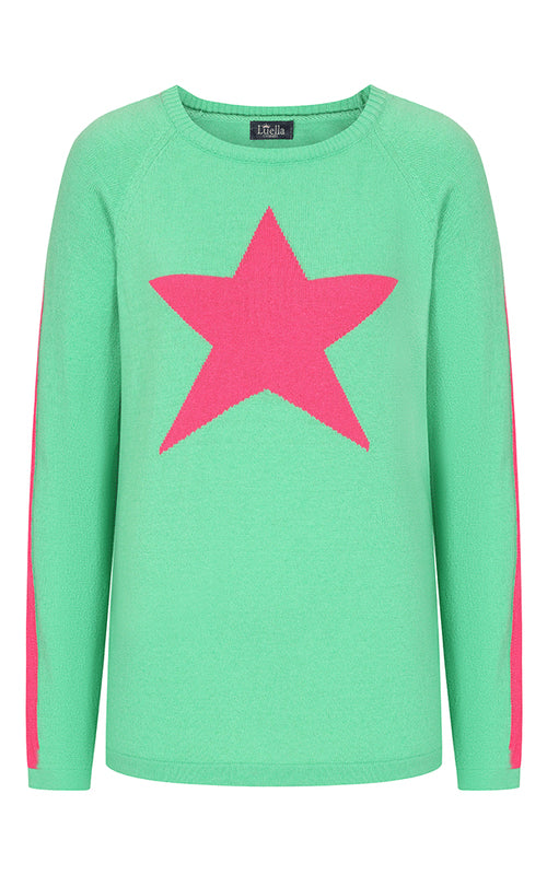 LUELLA Keira Cashmere Blend Star - Green & Fuchsia