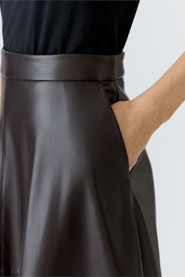 OUI  87352 A Line Midi Skirt - Chocolate