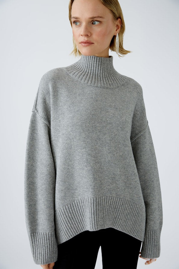 OUI 89932 High Collar Knit - River Stone