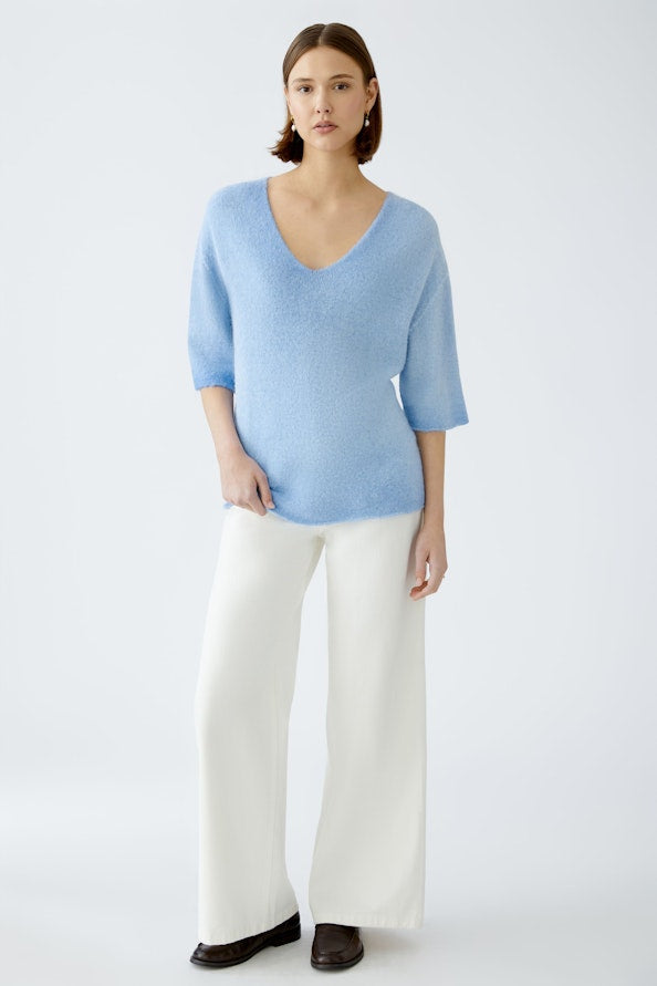 OUI 91930 - V Neck Knit - Pale Blue