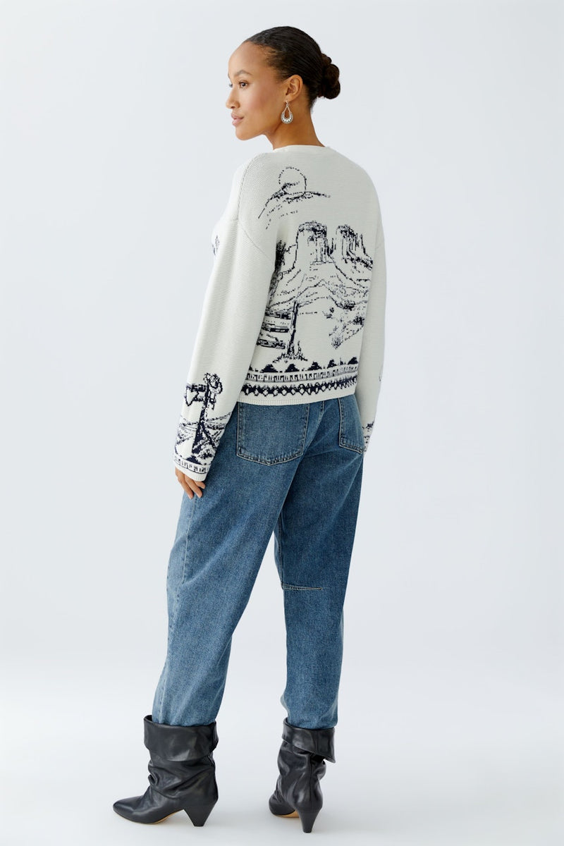 OUI 94263 Desert Motif Knit - White Blue