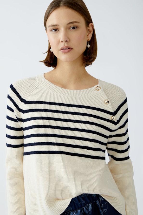 OUI 91940 Stripe Knit - White Blue