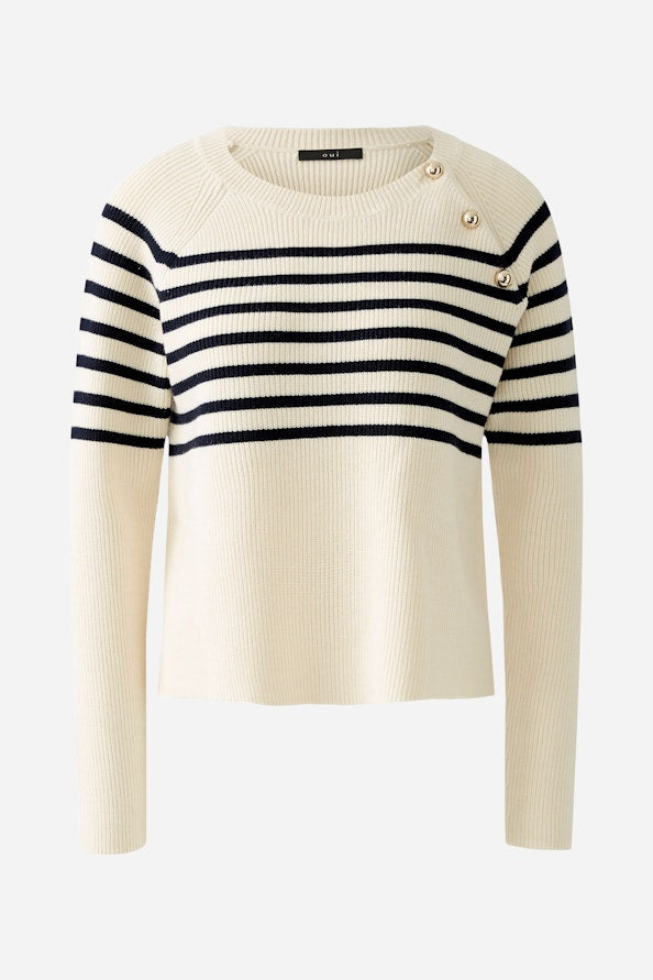 OUI 91940 Stripe Knit - White Blue