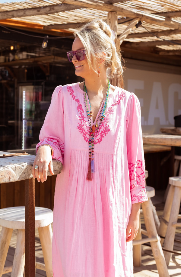 PLACE DU SOLEIL 308 Rosa Long Dress - Dark Pink