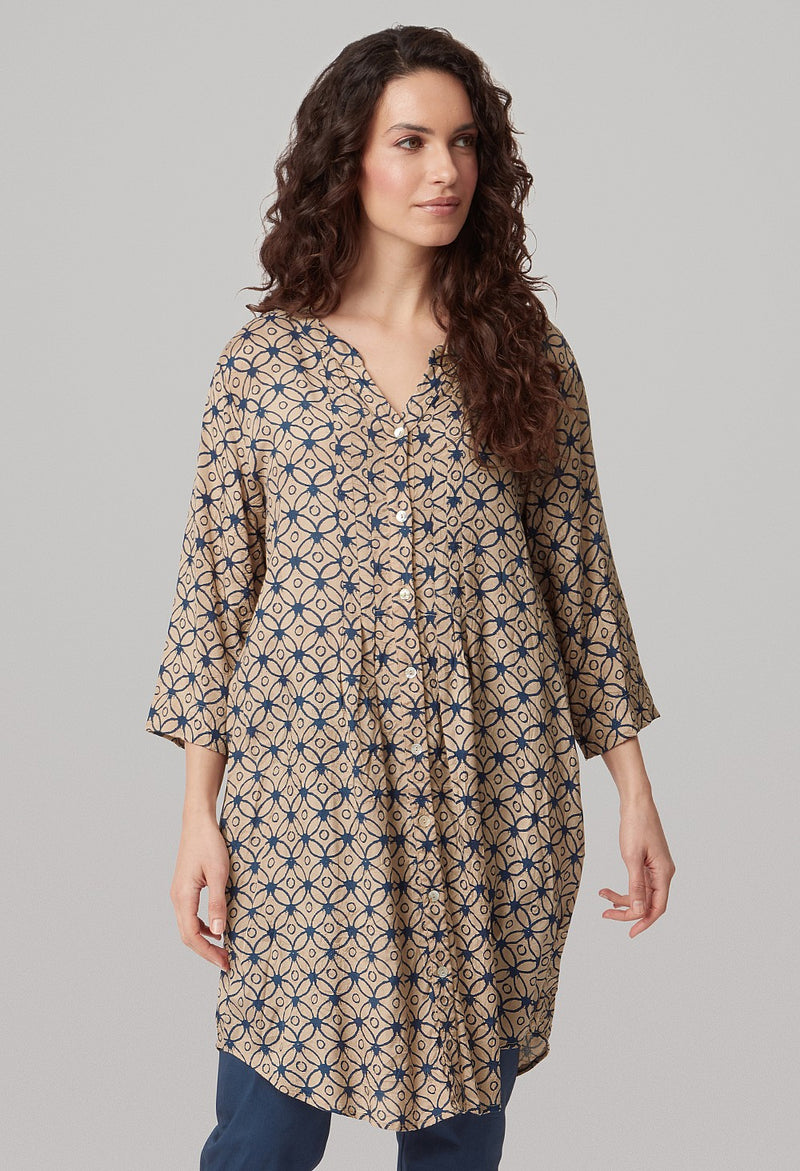 ADINI FV564 Bay Tunic Dress - Stone Navy