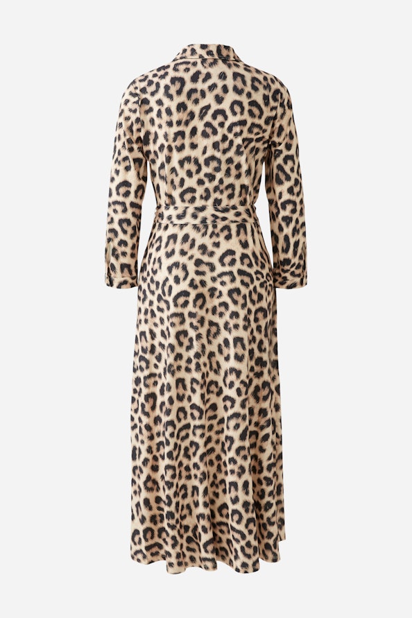 OUI 92524 Leopard Shirt Dress - Camel Grey