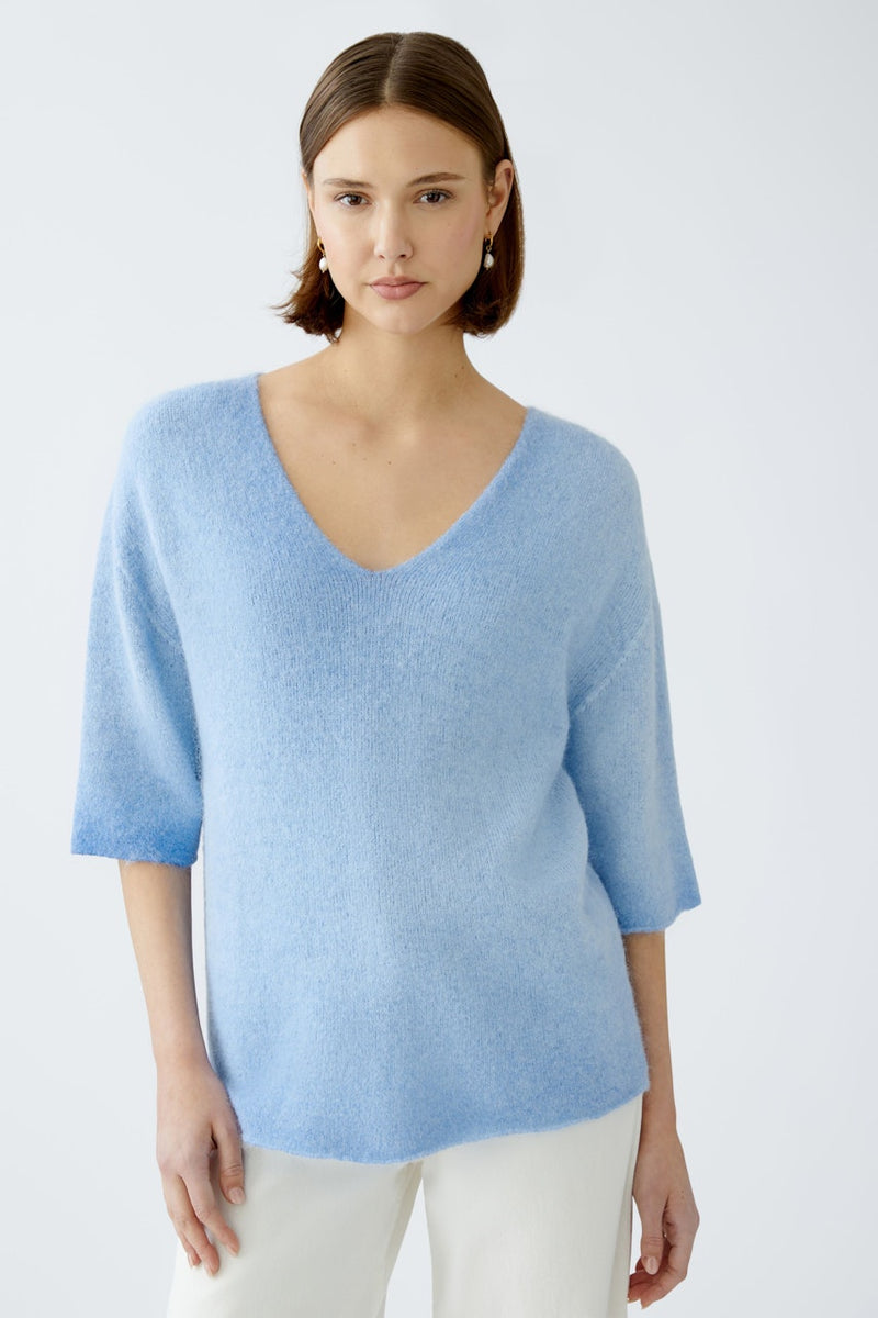 OUI 91930 - V Neck Knit - Pale Blue