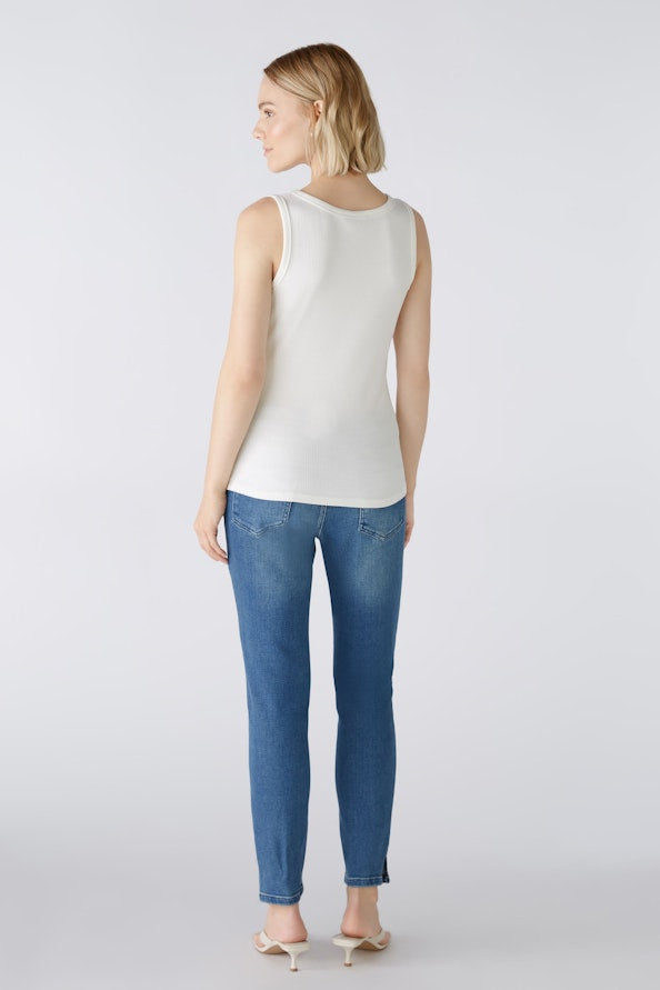 OUI 88608 FILIZ Rib Vest Top - Cloud Dancer