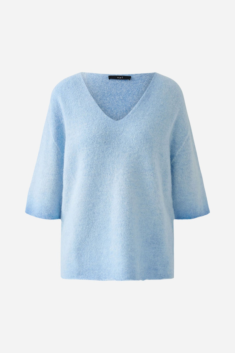 OUI 91930 - V Neck Knit - Pale Blue