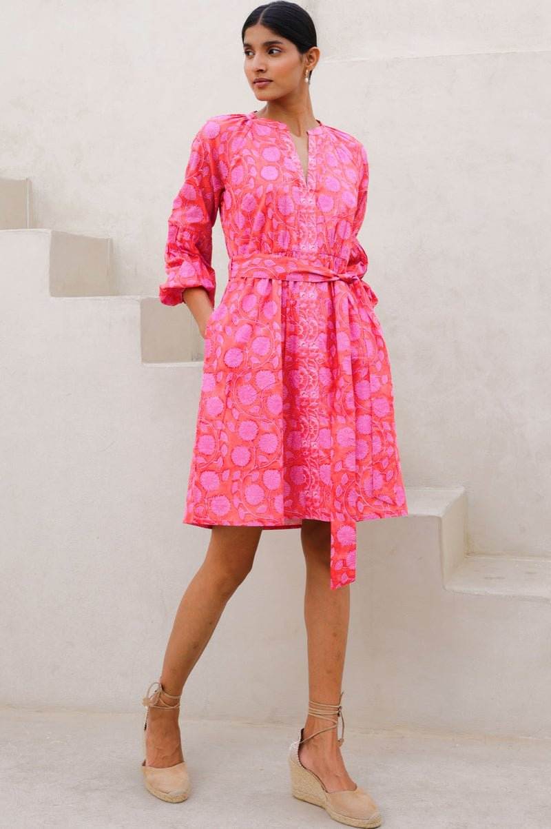 ASPIGA Cara Organic Cotton Block Print - Mara Red Pink