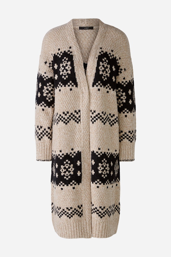 OUI 89840 Knitted Coat - Camel Black