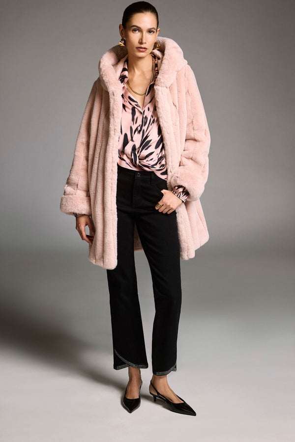 Jospeh Ribkoff 253059 Satin Animal Print Blouse - Pink Black
