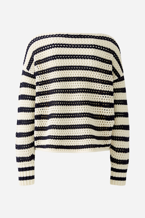 OUI 91958 Cotton Stripe Knit - White Blue