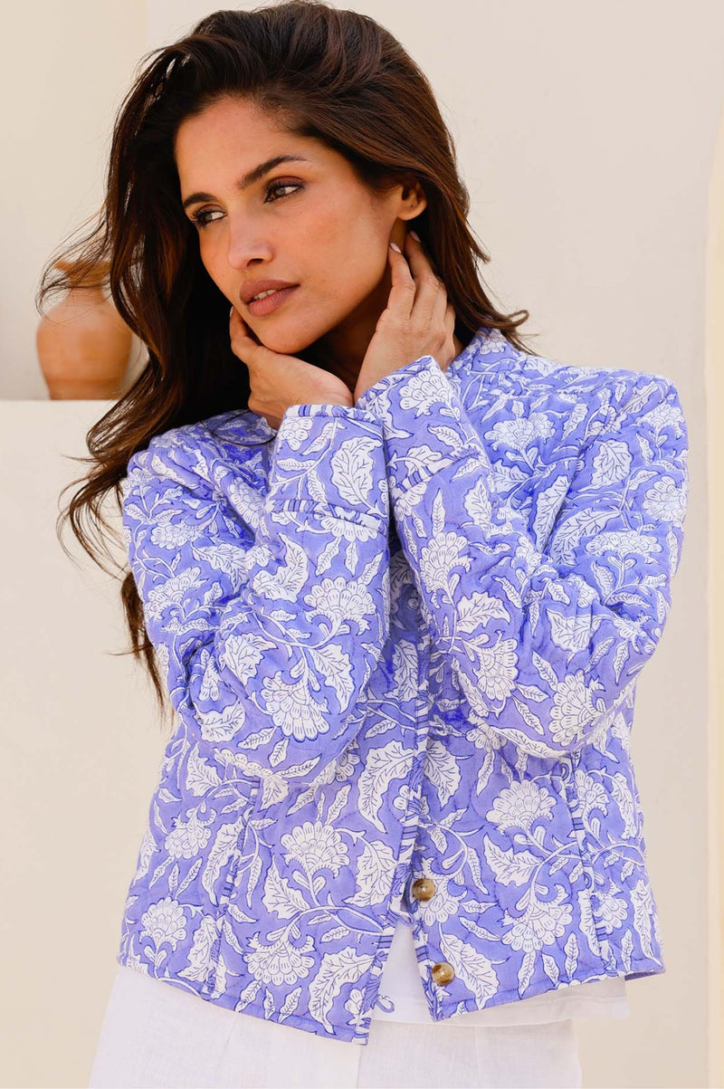ASPIGA Polly Organic Cotton Block Print - Iris Blue