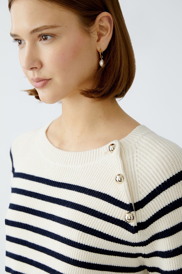 OUI 91940 Stripe Knit - White Blue