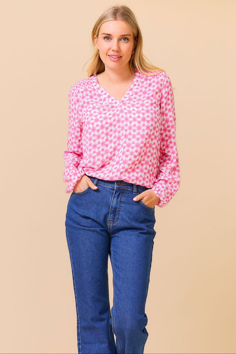 ASPIGA Clea Blouse - Pink White