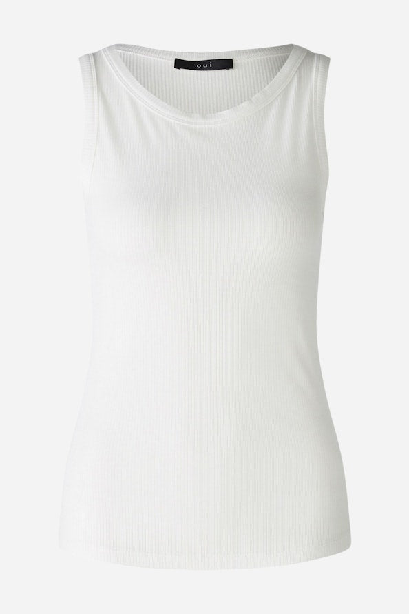 OUI 88608 FILIZ Rib Vest Top - Cloud Dancer