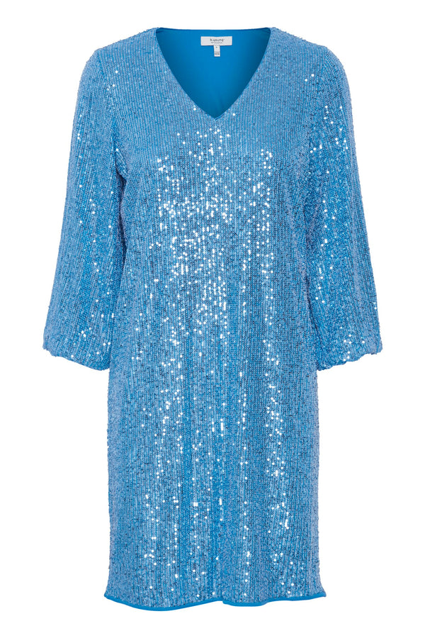 BY SOLIA V Neck Sequin - Swedish Blue