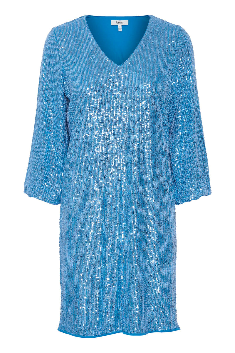 BY SOLIA V Neck Sequin Dress - Swedish Blue