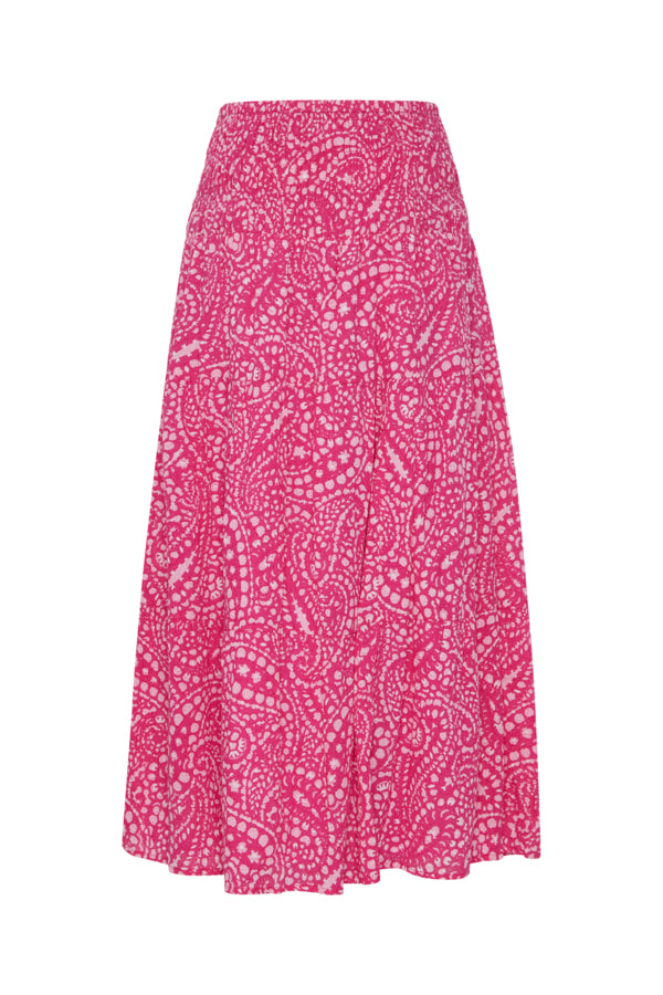 BY IMILLA Long Woven Cotton Skirt - Raspberry Rose