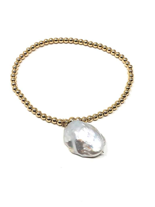 ICANDI ROCKS Keshi Pearl Drop Bracelet - Gold