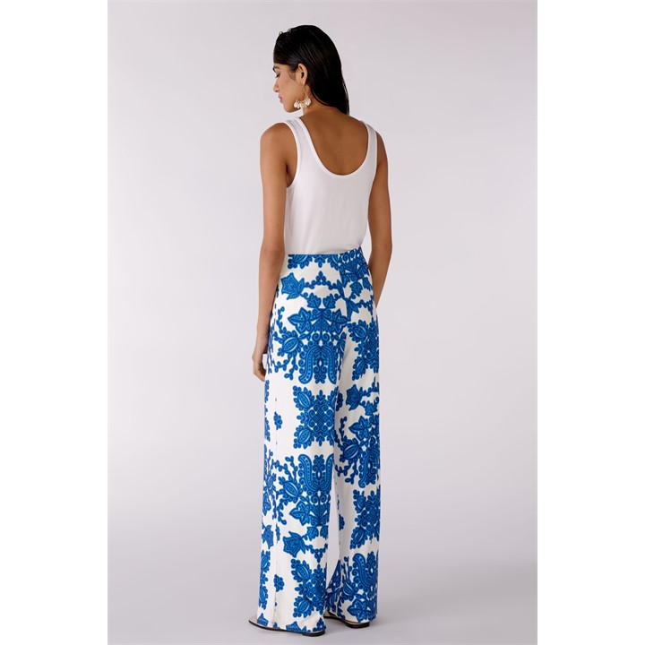 OUI Printed Trousers - Blue & White